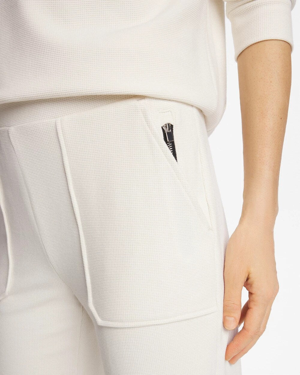 Cream Zenergy® Soft Waffle Tapered Ankle Pants
