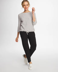 Black Zenergy® Striped Ottoman Drawstring Top