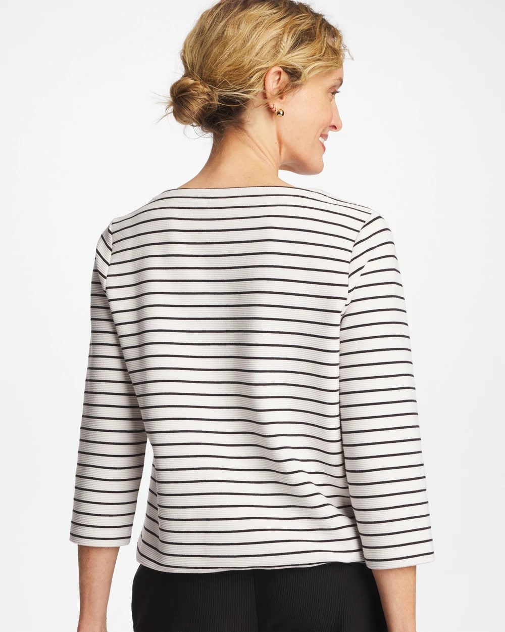 Black Zenergy® Striped Ottoman Drawstring Top