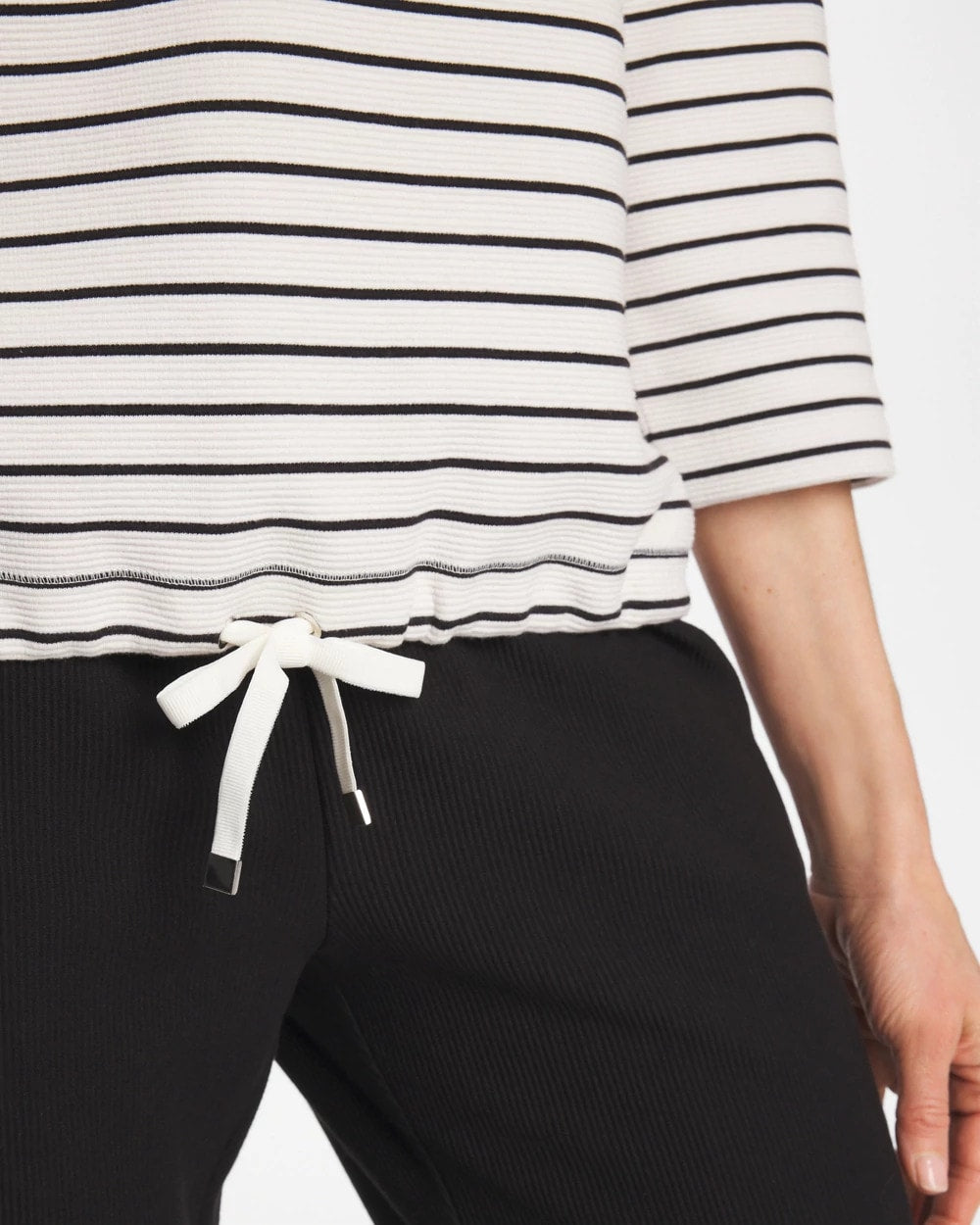Black Zenergy® Striped Ottoman Drawstring Top
