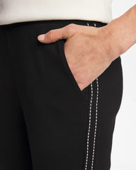 Black Zenergy® Double-Knit Pick Stitch Ankle Pants