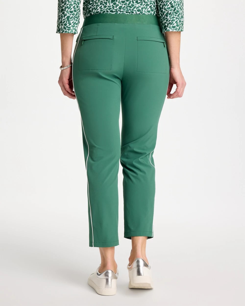 Water Lily Green Zenergy® UPF Side Piping Ankle Pants