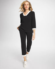 Black Zenergy® Soft Caviar Bead Contrast Pants