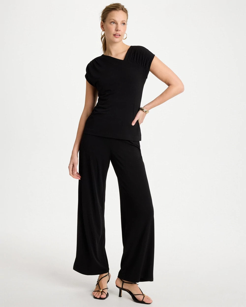 Black Travelers™ Knit Asymmetrical Top