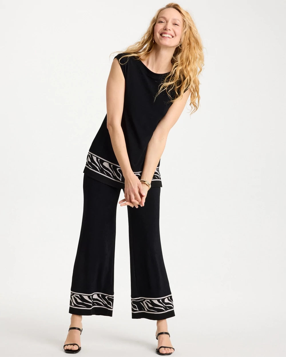Travelers Black Travelers™ Abstract Zebra Trim Tunic