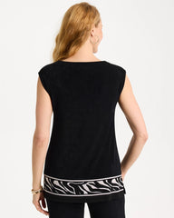 Travelers Black Travelers™ Abstract Zebra Trim Tunic