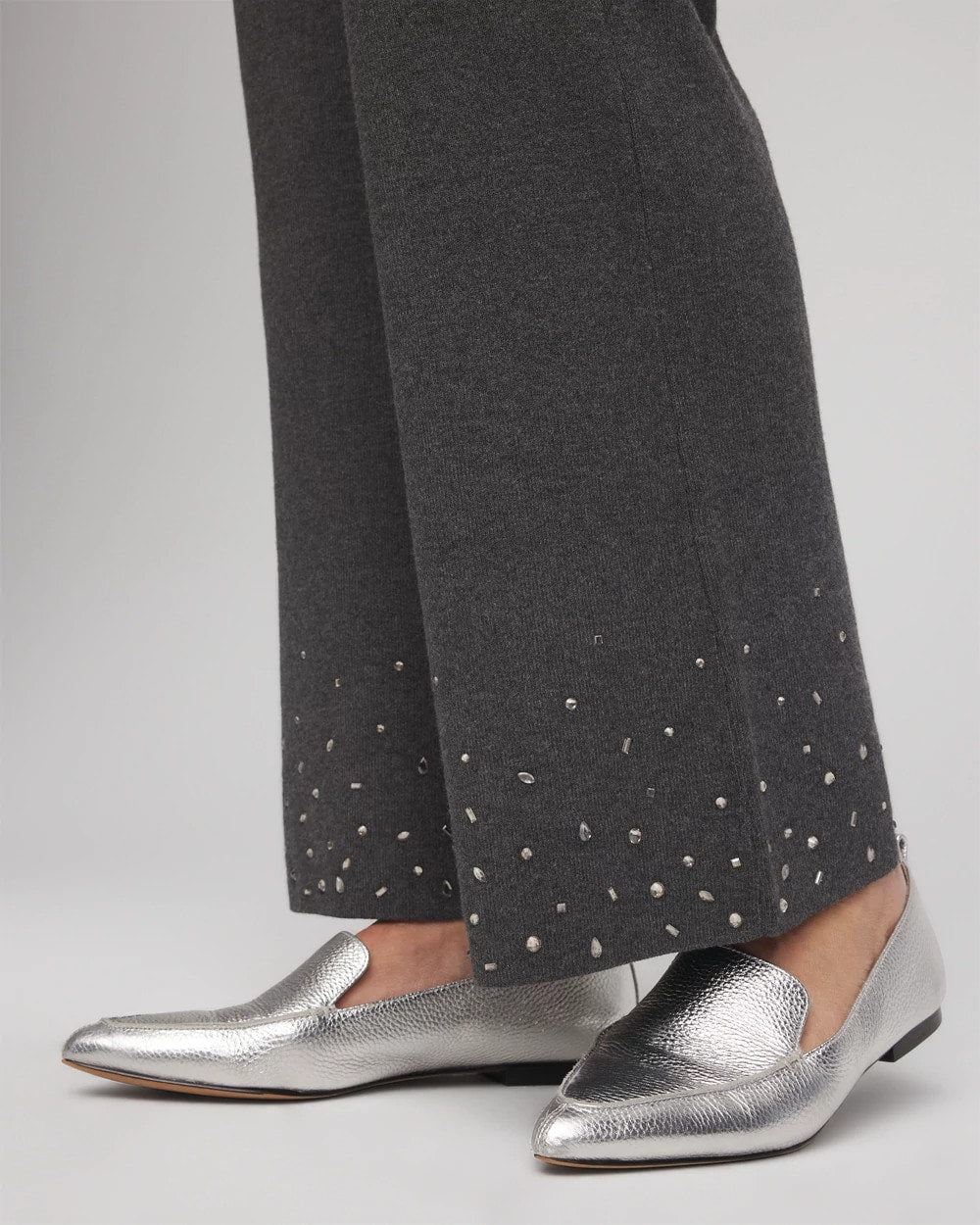 Graphite Gray Travelers™ Embellished Straight-Leg Pants