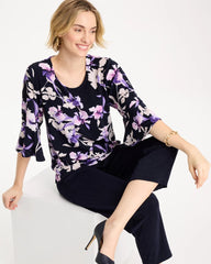 Travelers India Ink Travelers™ Amethyst Iris Flounce-Sleeve Top