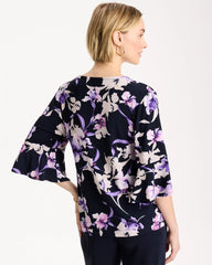 Travelers India Ink Travelers™ Amethyst Iris Flounce-Sleeve Top
