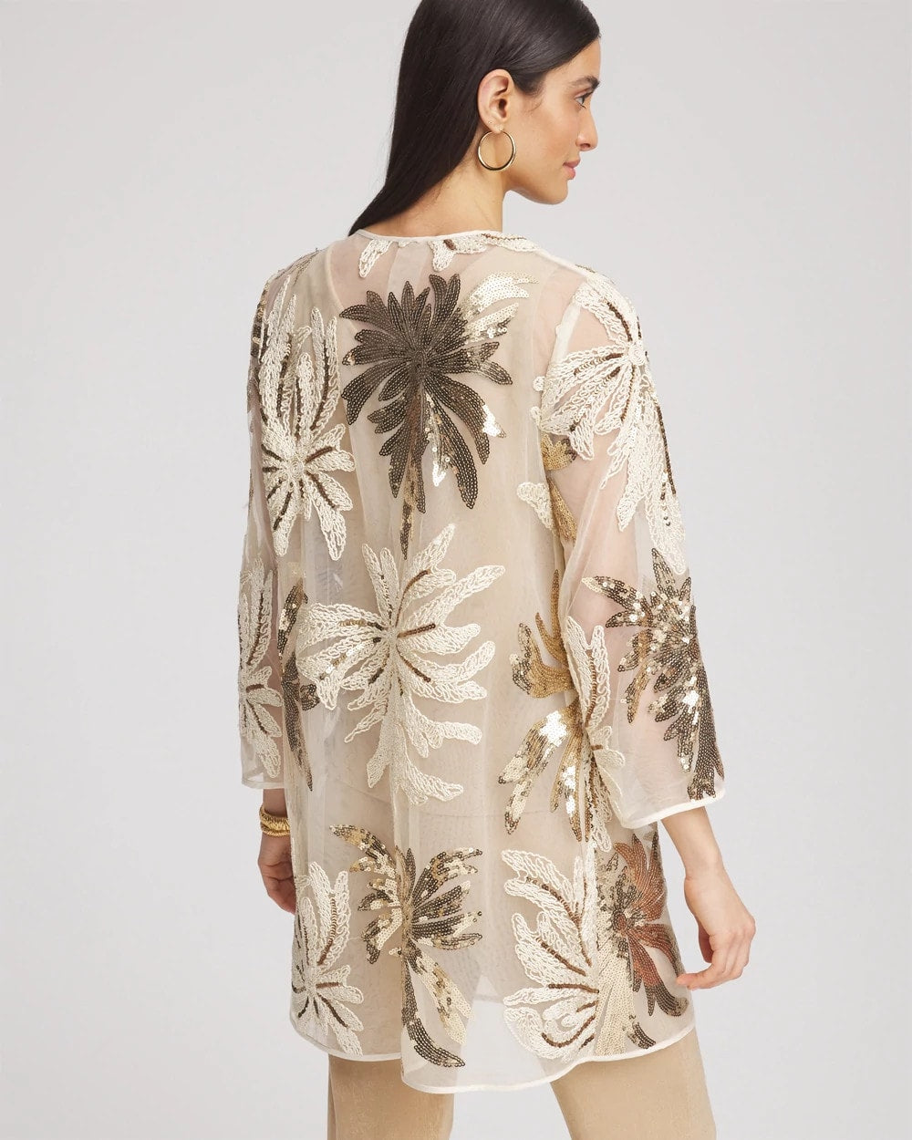 Modern Ecru Travelers™ Collection Sequin-Mesh Jacket