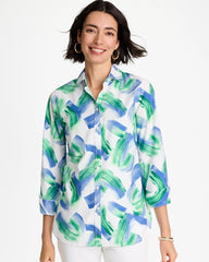 Amparo Blue No Iron™ Printed Stretch Shirt