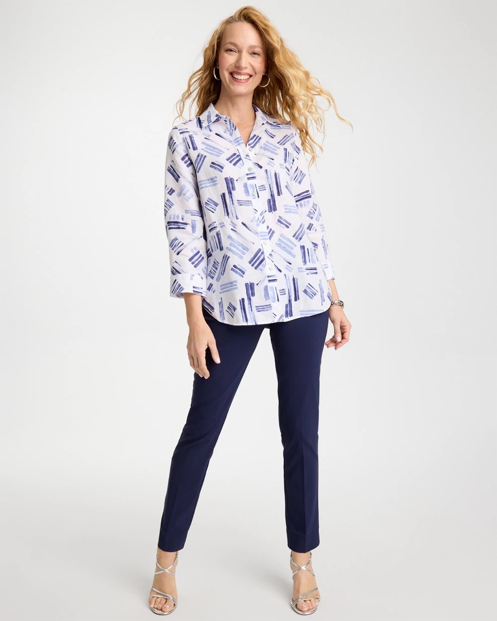 Amparo Blue No Iron™ Printed Linen Shirt