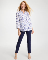 Amparo Blue No Iron™ Printed Linen Shirt