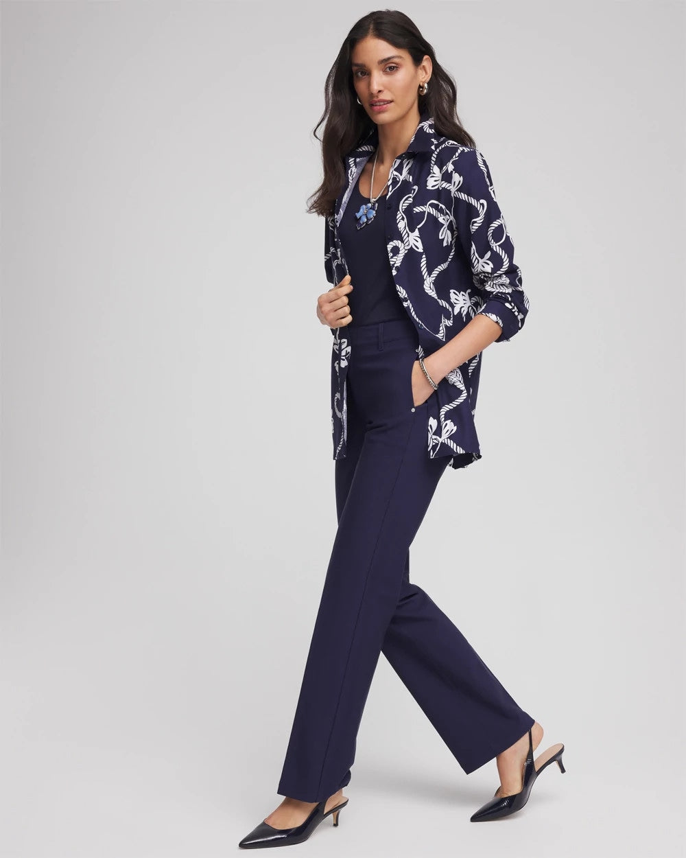 Passport Blue No Iron™ Rope Print Tunic