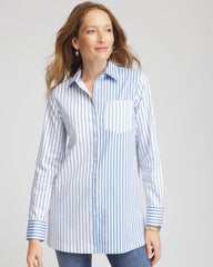 Tidal Blue No Iron™ Stripe Mix Tunic