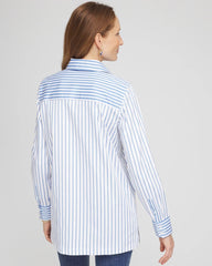 Tidal Blue No Iron™ Stripe Mix Tunic