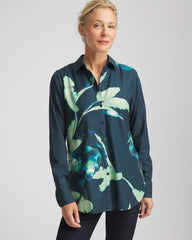 Teal Shadow No Iron™ Glacial Flora Sateen Shirt