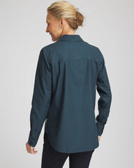 Teal Shadow No Iron™ Glacial Flora Sateen Shirt