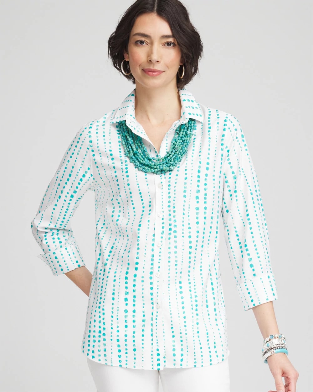 Seaspray No Iron™ Sateen Bubble Print Shirt