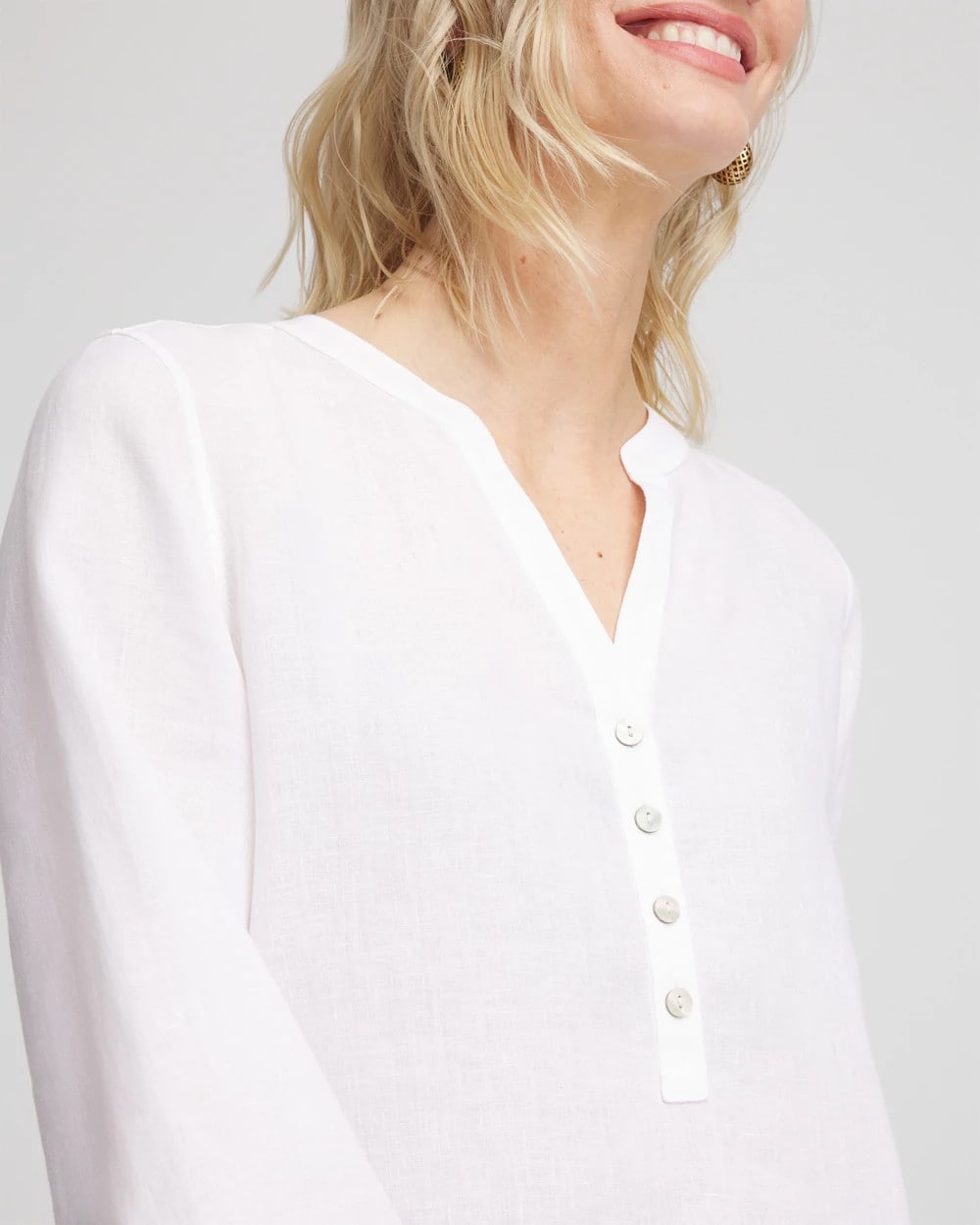 Optic White No Iron™ Linen Tunic