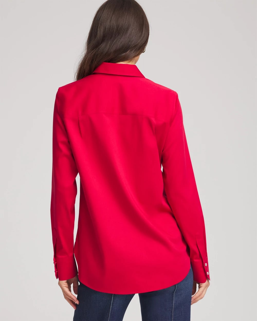 Carmine Red No Iron™ Rhinestone Button Shirt