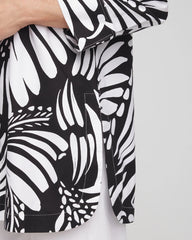 Black No Iron™ Printed Palms Button Down Tunic