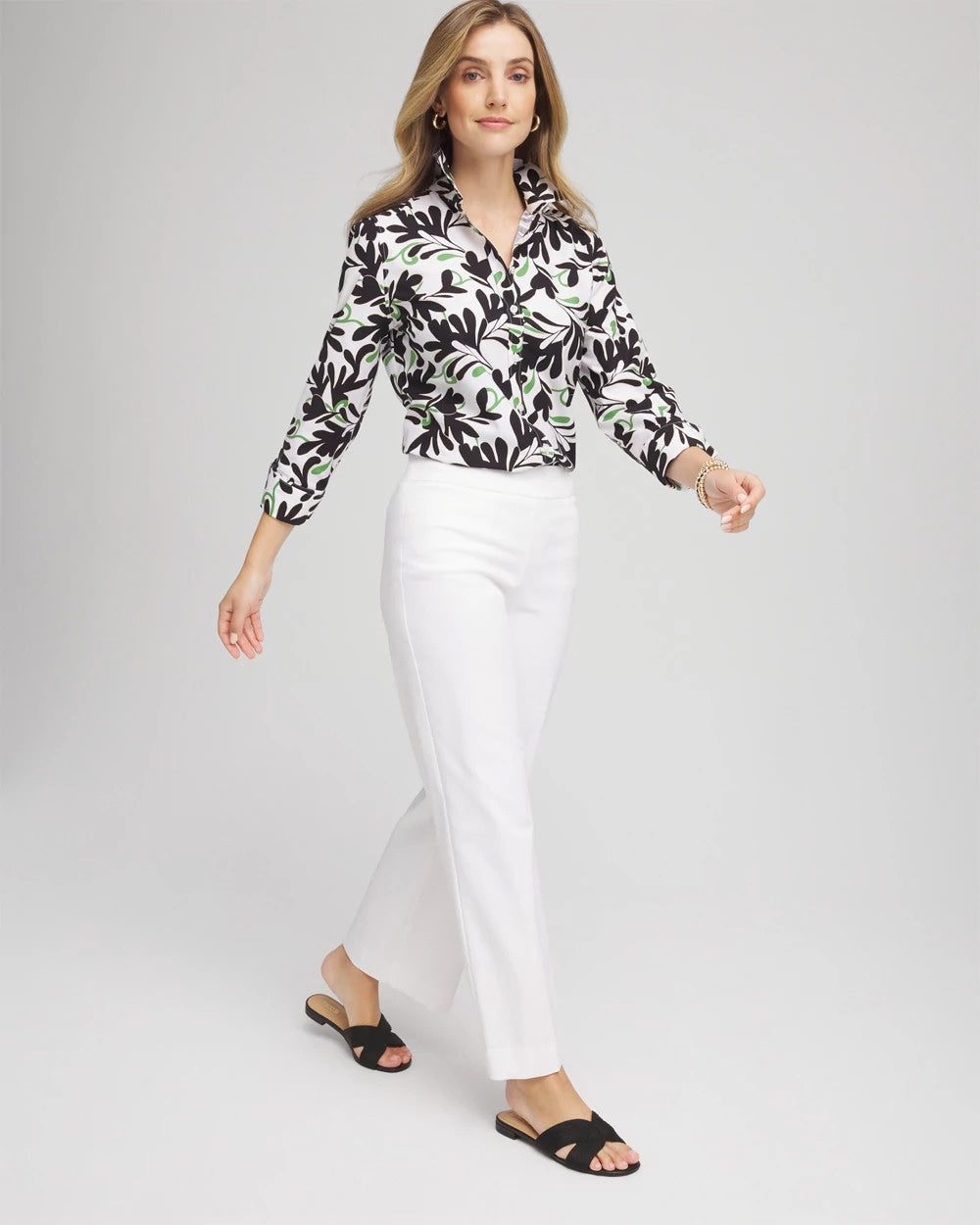 Salted Lime No Iron™ Abstract Floral Shirt