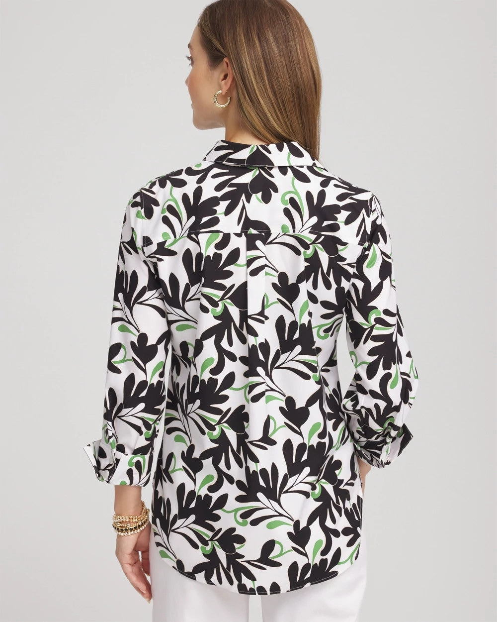 Salted Lime No Iron™ Abstract Floral Shirt