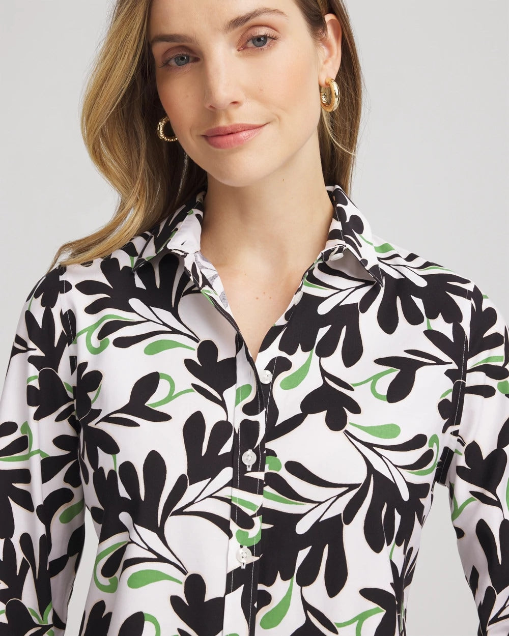 Salted Lime No Iron™ Abstract Floral Shirt