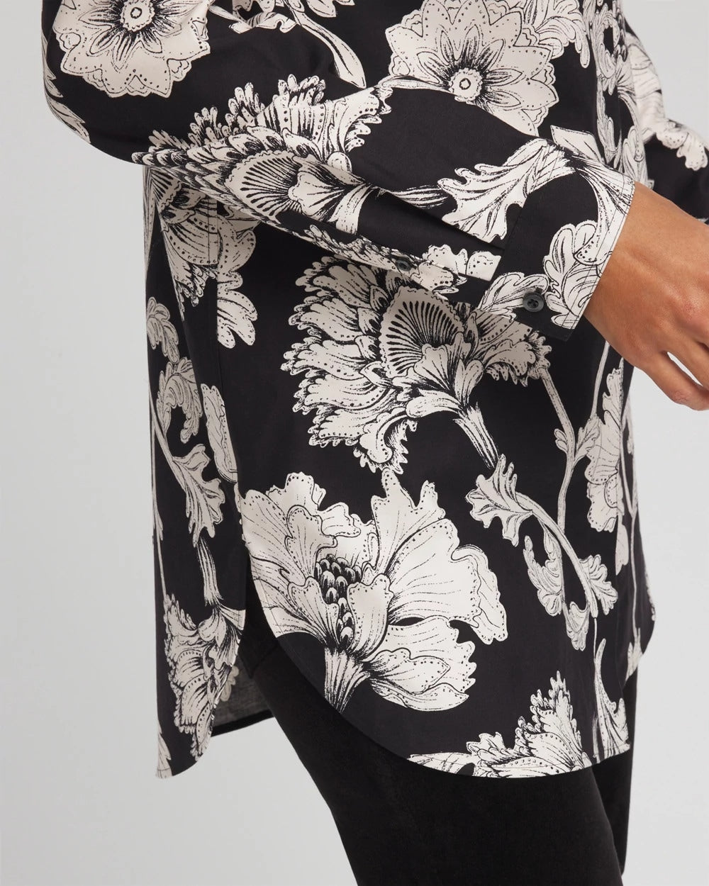 Black No Iron™ Bryne Bloom Stretch Tunic