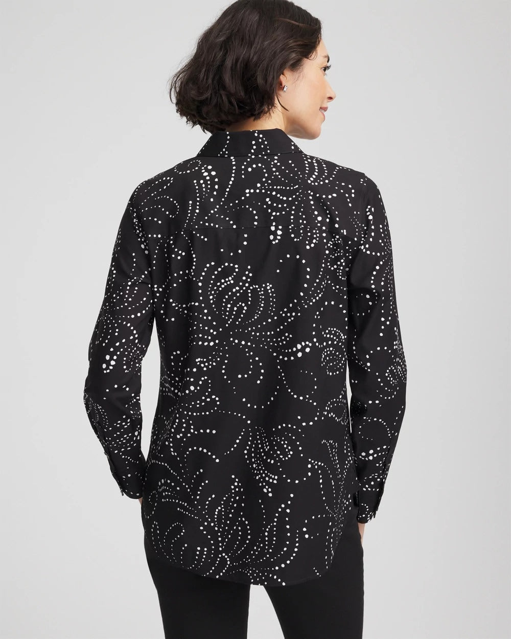 Black No Iron™ Findot Print Sateen Shirt
