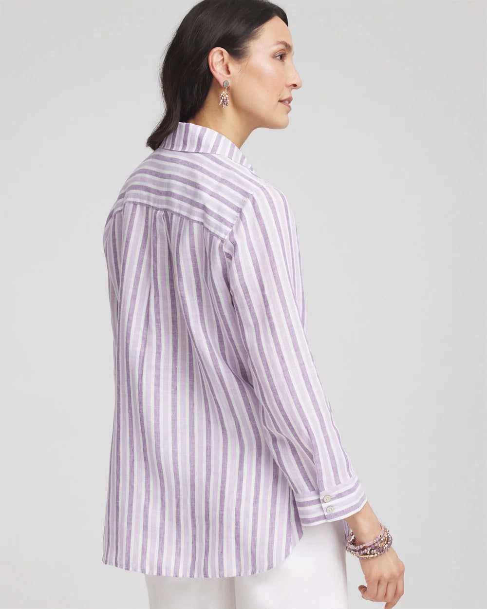 Plum Shade No Iron™ Plum Striped Linen Shirt