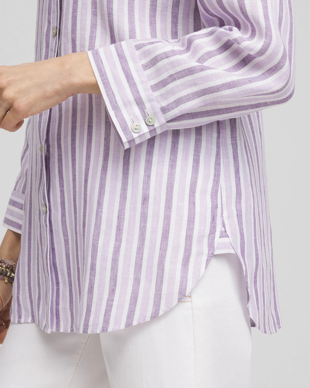 Plum Shade No Iron™ Plum Striped Linen Shirt