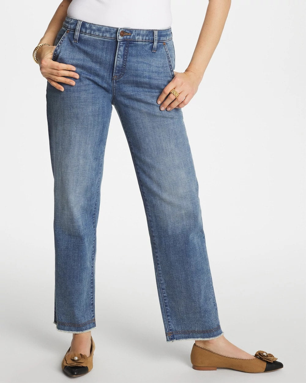 Nara Indigo Girlfriend Straight Ankle Jeans