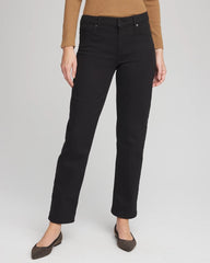 Black Girlfriend Straight Ankle Jeans