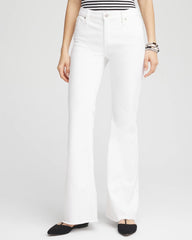 Alabaster Girlfriend No Stain Frayed Flared Jeans