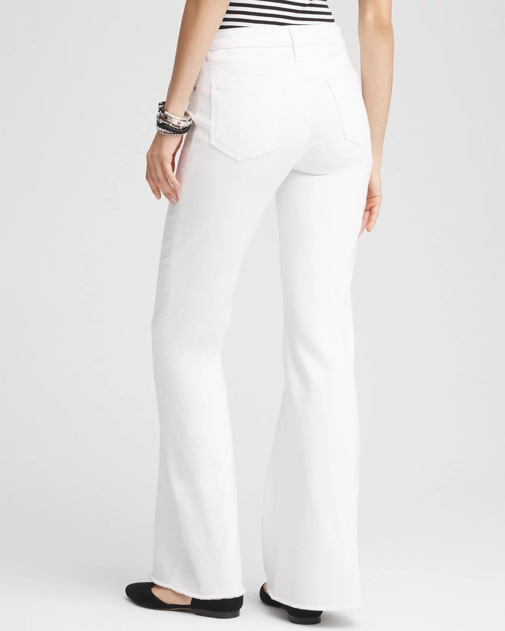 Alabaster Girlfriend No Stain Frayed Flared Jeans
