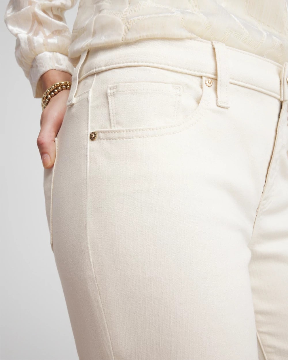 English Cream Petite Girlfriend Flared Leg Jeans