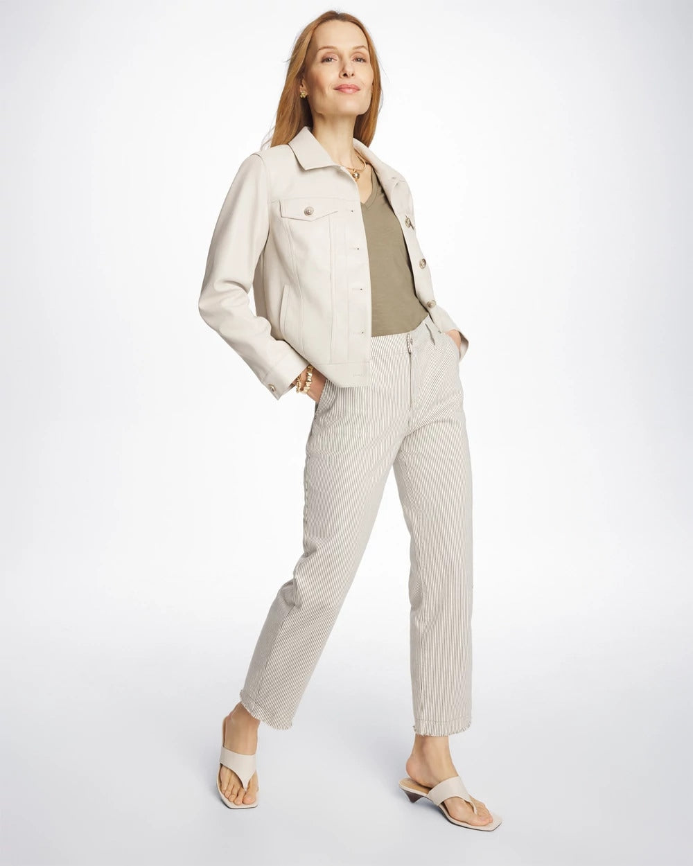 Lichen Stripe Girlfriend Straight Ankle Jeans