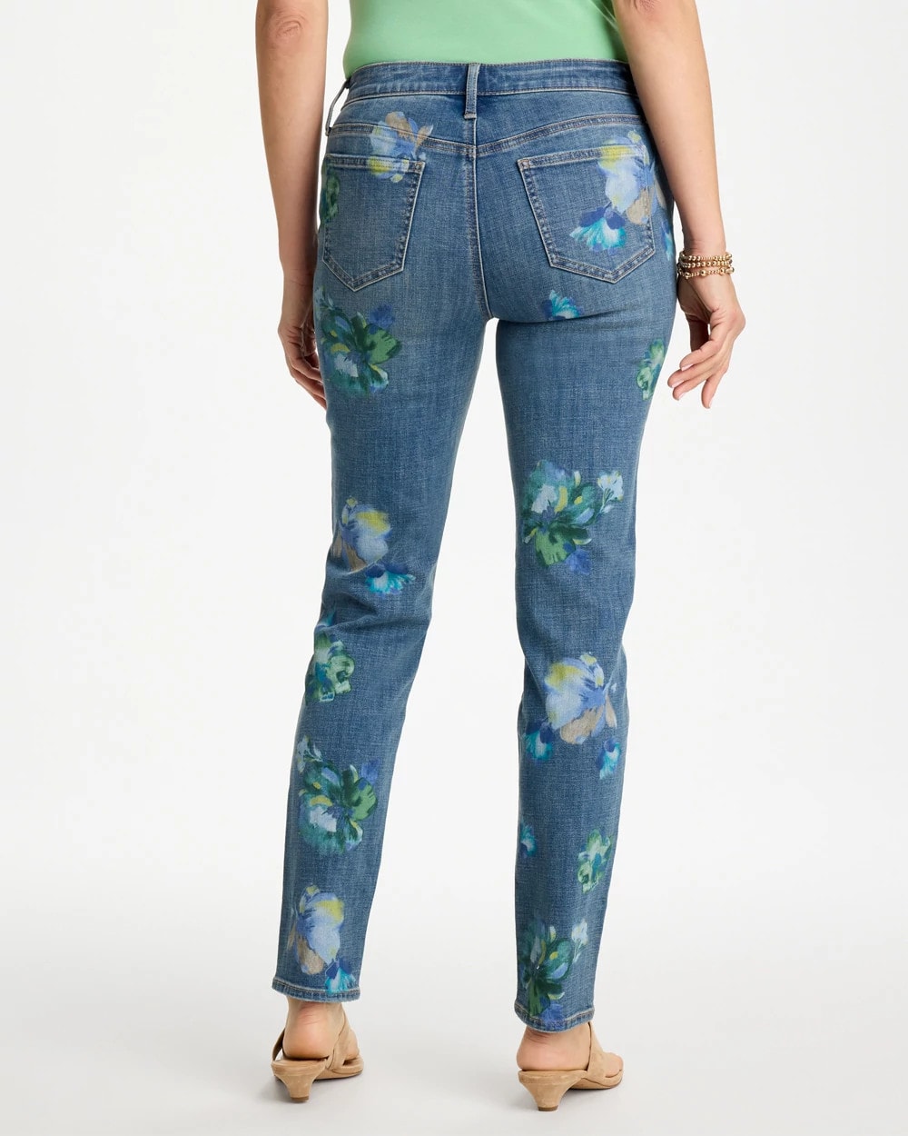 Meera Indigo Girlfriend Slim Floral Ankle Jeans
