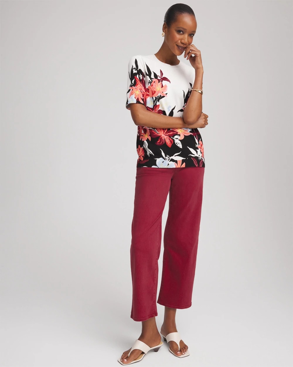 Russet Red Girlfriend Wide-Leg Crop Jean