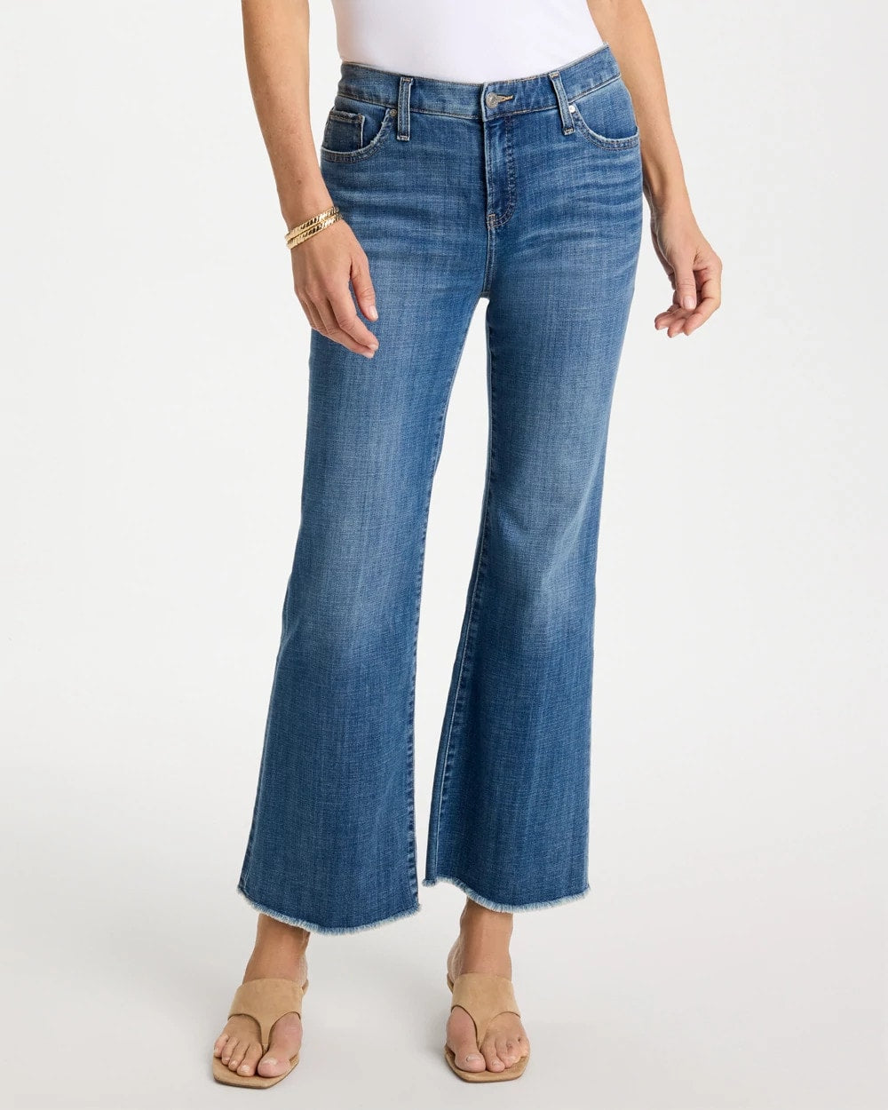Jessamine Indigo Girlfriend Frayed Flared Jeans