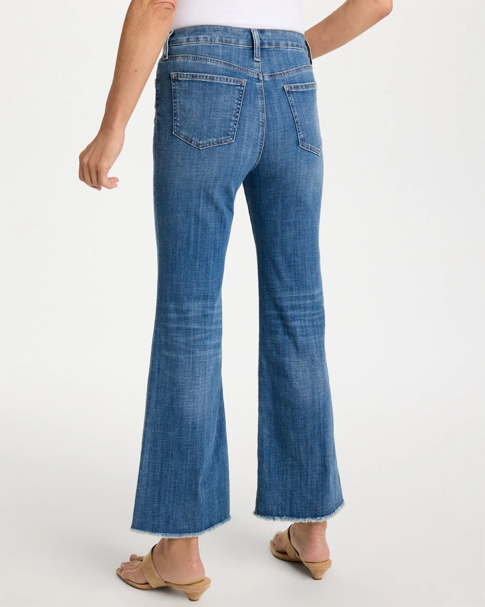 Jessamine Indigo Girlfriend Frayed Flared Jeans