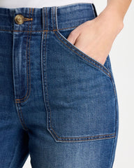 Suki Indigo Straight Utility Crop Jean