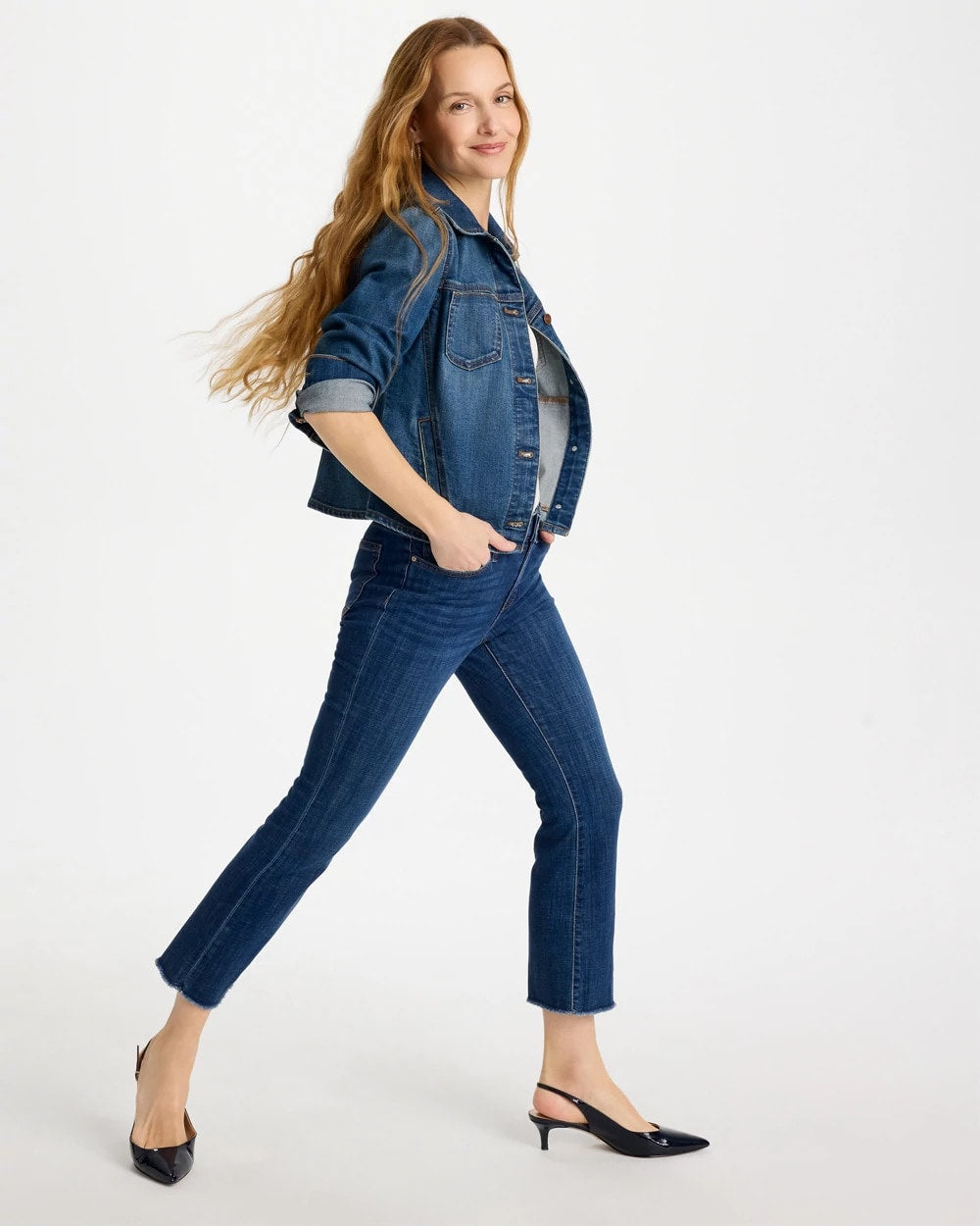 Carina Indigo Petite Girlfriend Fray Hem Kick Flares