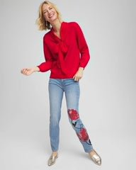 Poppy Indigo Placed Floral Girlfriend Slim Ankle Jeans