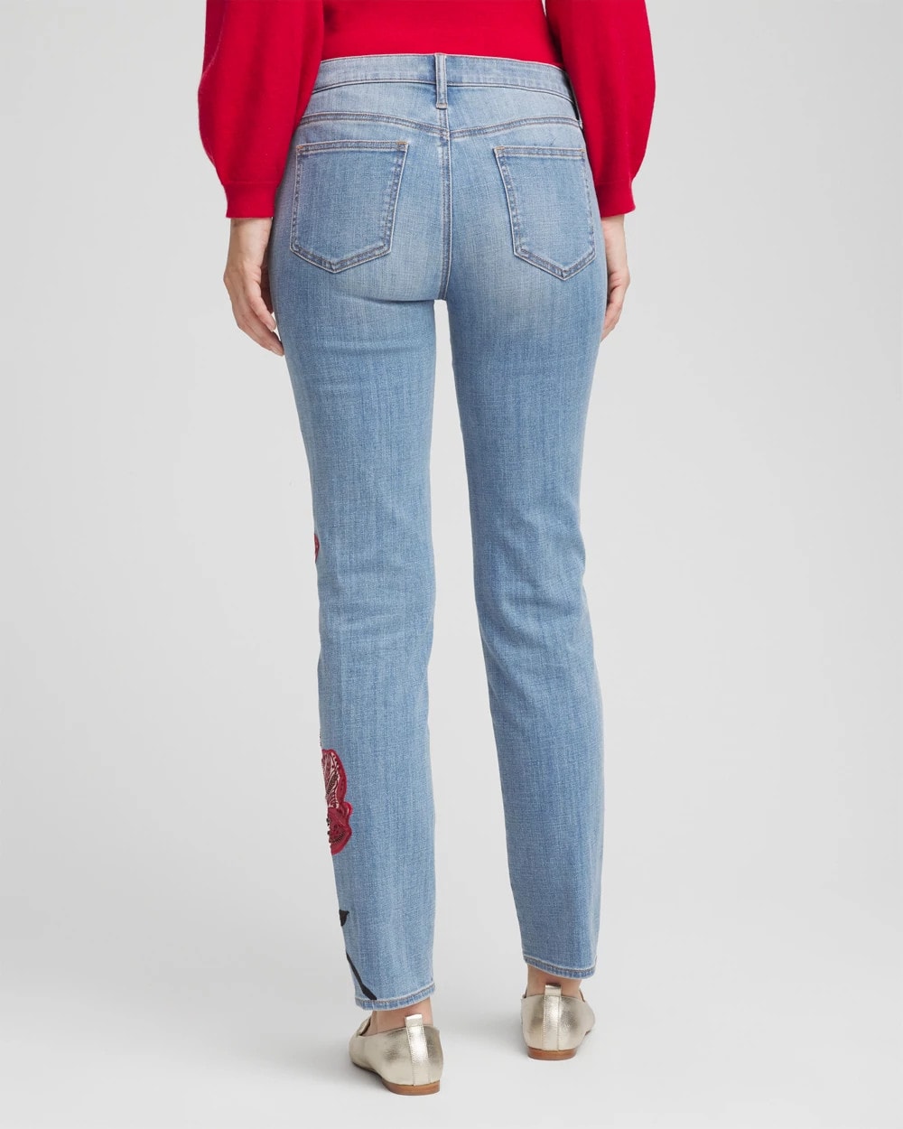 Poppy Indigo Placed Floral Girlfriend Slim Ankle Jeans