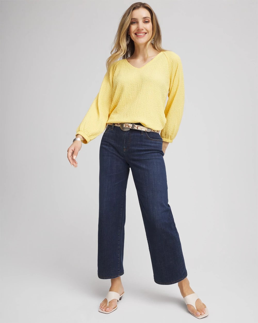 Dark Sapphire Indigo Girlfriend Wide-Leg Cropped Jean