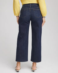 Dark Sapphire Indigo Girlfriend Wide-Leg Cropped Jean