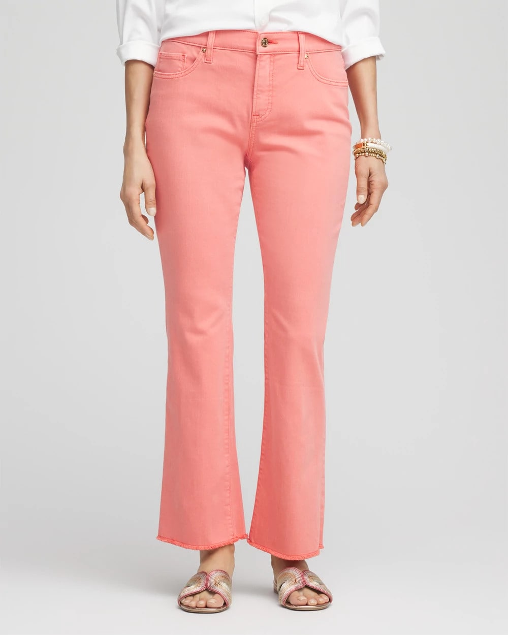 Melon Mambo Girlfriend Fray Hem Kick Flare Jeans